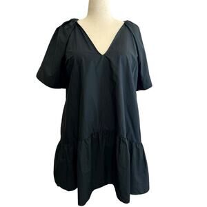 NWT A New Day Cotton Black Puff Sleeve Midi Pockets XL Western Wedding Guest